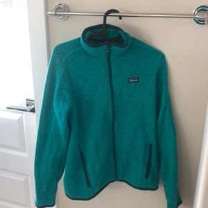 Teal Patagonia full zip fleece jacket